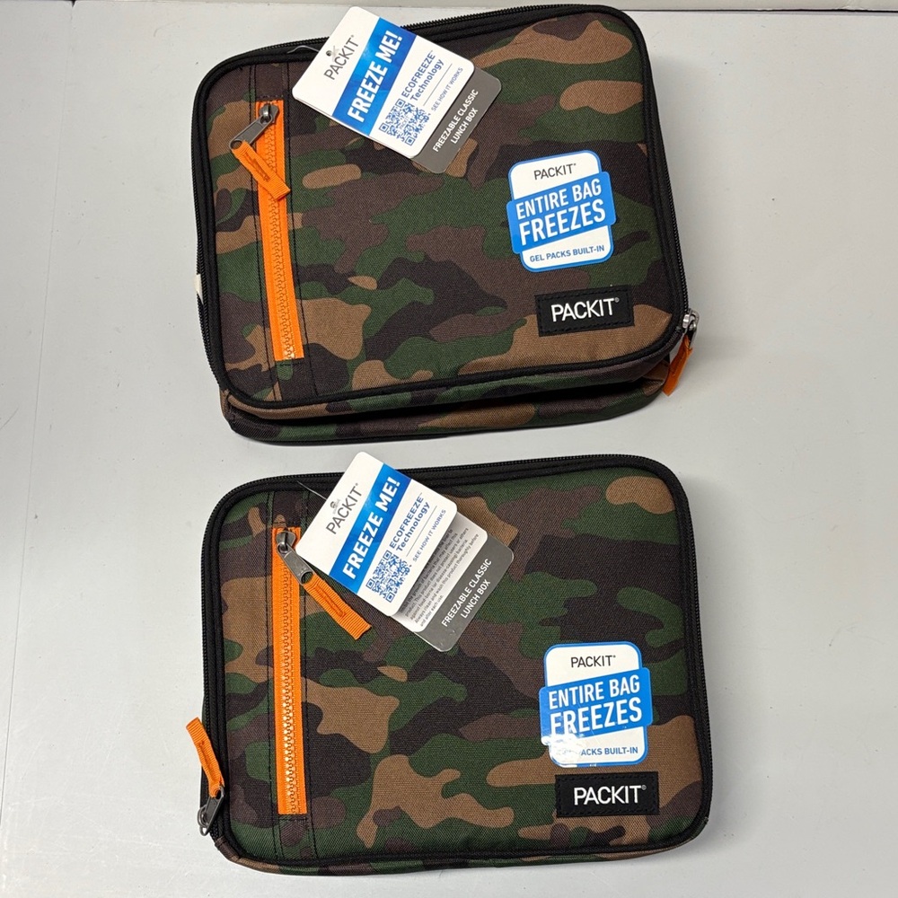 Set of 2 PackIt Camouflage Classic Soft Sided Freezable Lunch Box